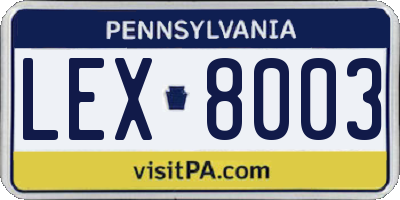 PA license plate LEX8003