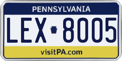 PA license plate LEX8005