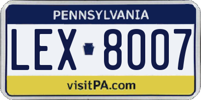 PA license plate LEX8007