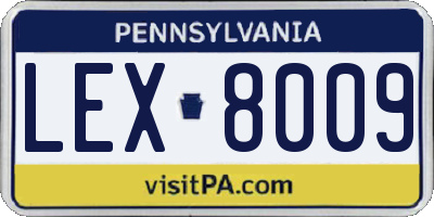 PA license plate LEX8009