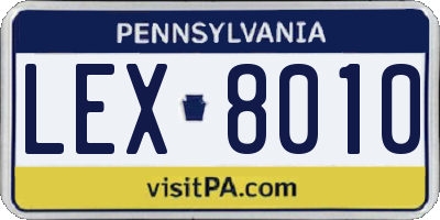 PA license plate LEX8010