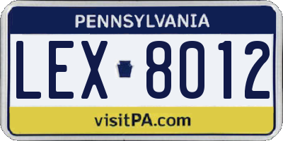 PA license plate LEX8012