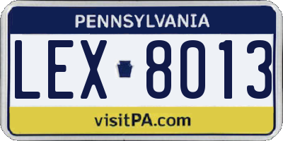 PA license plate LEX8013