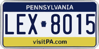 PA license plate LEX8015