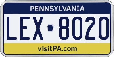 PA license plate LEX8020