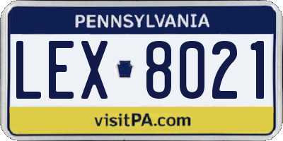 PA license plate LEX8021