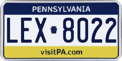 PA license plate LEX8022