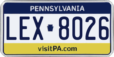 PA license plate LEX8026