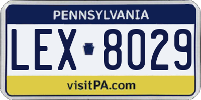 PA license plate LEX8029