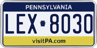 PA license plate LEX8030