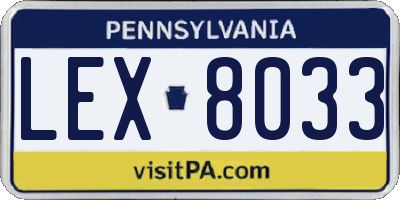 PA license plate LEX8033