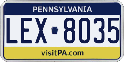 PA license plate LEX8035