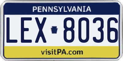 PA license plate LEX8036