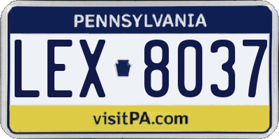 PA license plate LEX8037