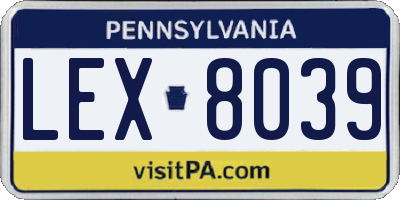 PA license plate LEX8039