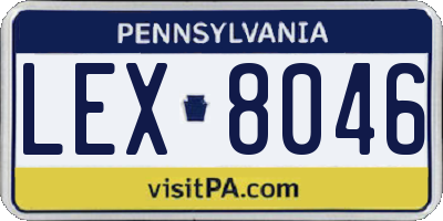 PA license plate LEX8046