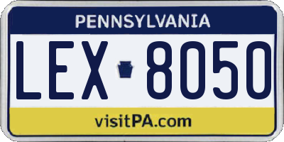 PA license plate LEX8050