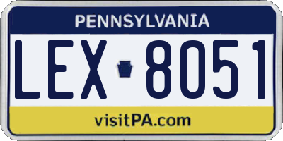PA license plate LEX8051
