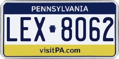 PA license plate LEX8062
