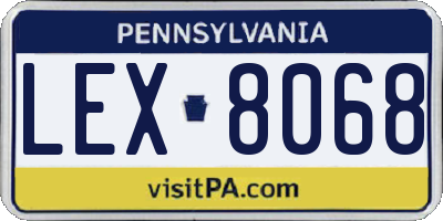 PA license plate LEX8068