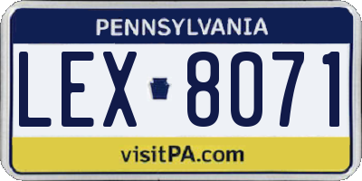 PA license plate LEX8071