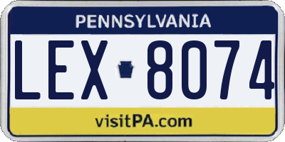 PA license plate LEX8074