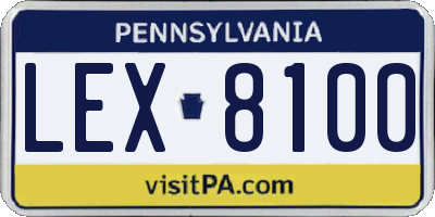 PA license plate LEX8100