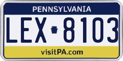 PA license plate LEX8103