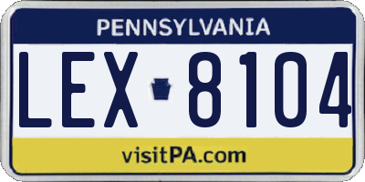 PA license plate LEX8104