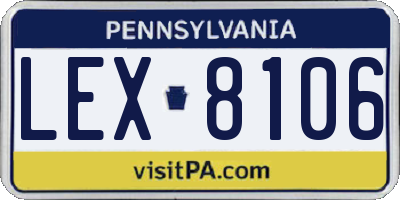 PA license plate LEX8106