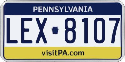 PA license plate LEX8107