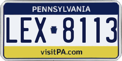 PA license plate LEX8113