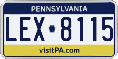 PA license plate LEX8115