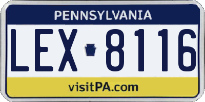 PA license plate LEX8116