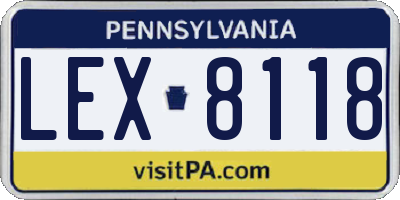 PA license plate LEX8118