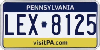 PA license plate LEX8125