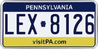 PA license plate LEX8126