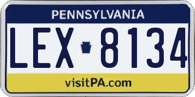 PA license plate LEX8134