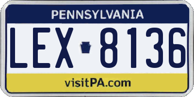 PA license plate LEX8136