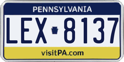 PA license plate LEX8137