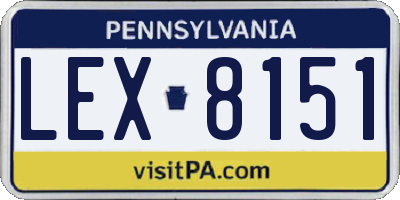 PA license plate LEX8151