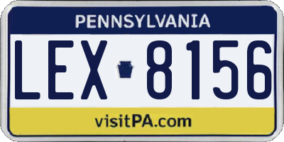 PA license plate LEX8156