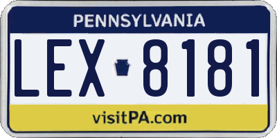 PA license plate LEX8181
