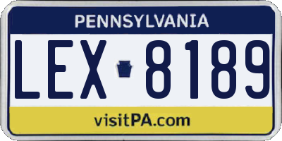 PA license plate LEX8189