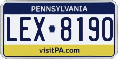 PA license plate LEX8190