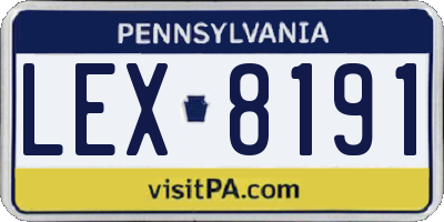 PA license plate LEX8191
