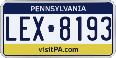 PA license plate LEX8193