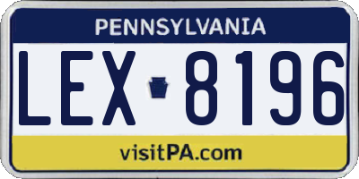 PA license plate LEX8196