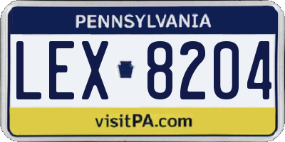 PA license plate LEX8204