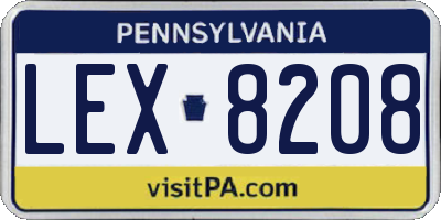PA license plate LEX8208